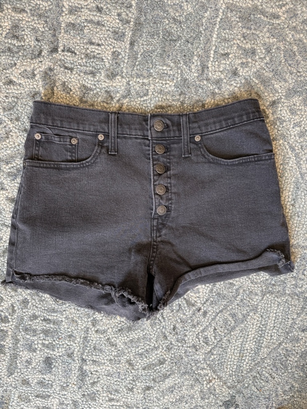 Madewell Button-fly Black Denim Button-Front Women’s Short Shorts sz 28